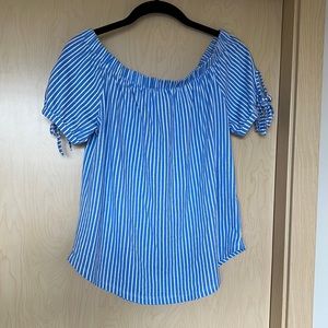 H&M Off the shoulder Striped Blue Shirt XS